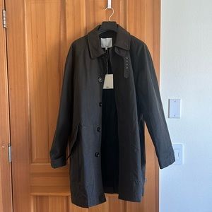 Tibi waxed cotton car coat NWT size xs in dark green / brown